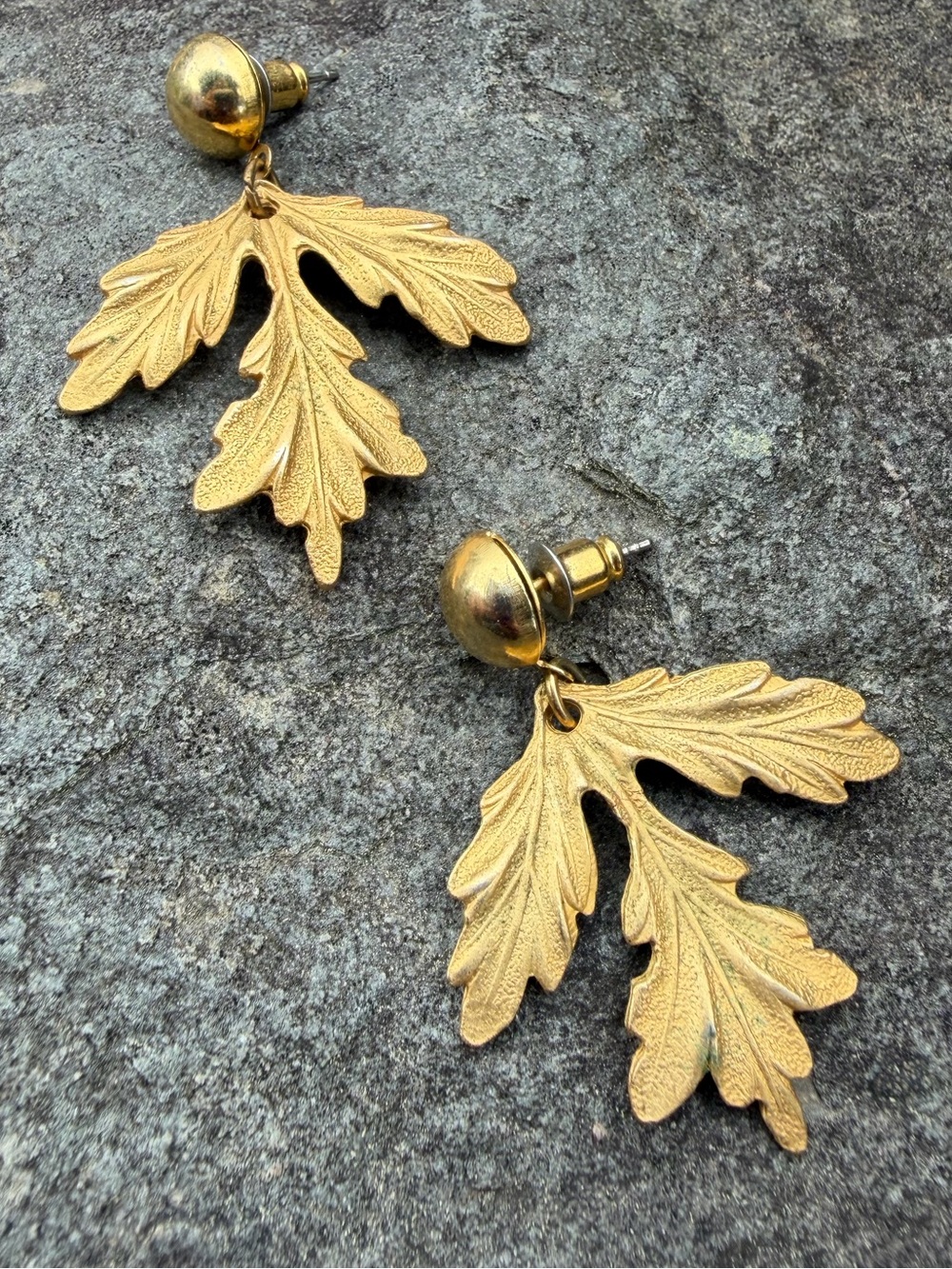 Vintage Gold Leaf Dangle Earrings